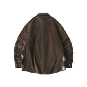Corduroy Shirt — Brown Plaid-Pocket — Product view