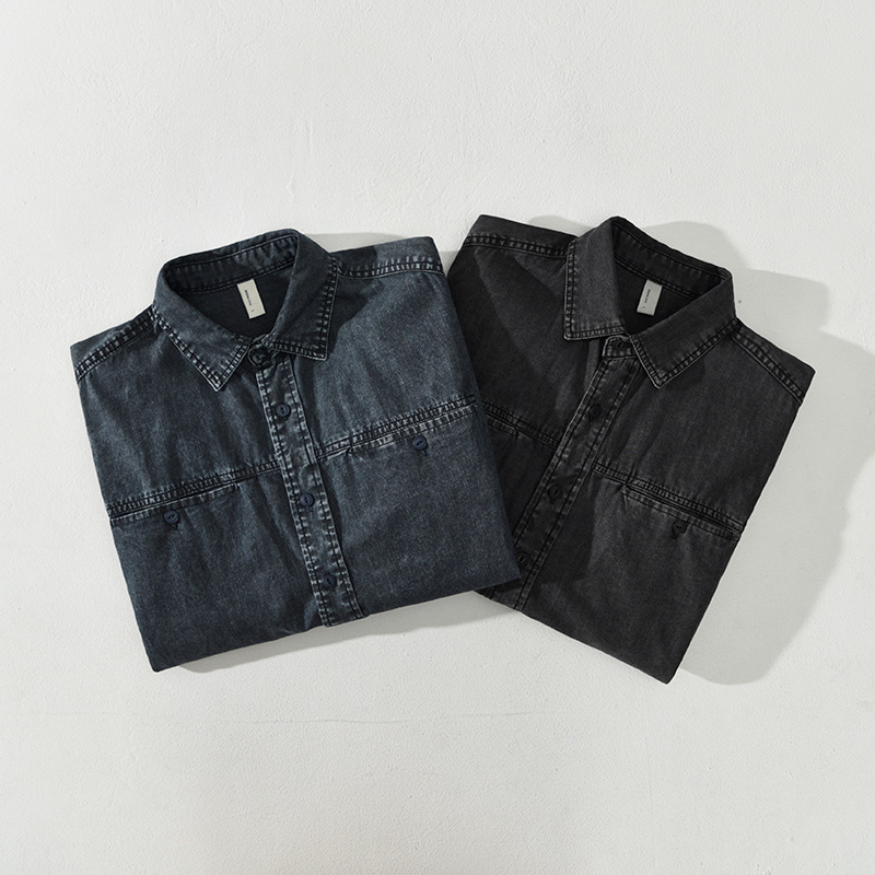 Denim Shirt — Washed Pocket Front — Product view