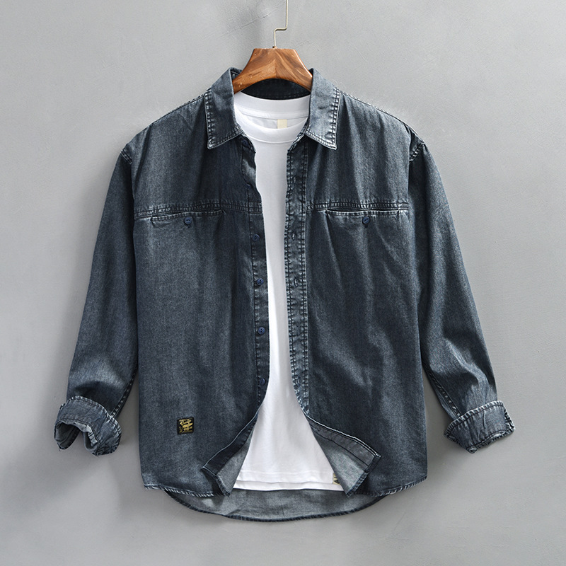 Denim Shirt — Washed Pocket Front — Detail view 3