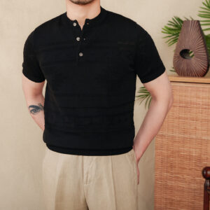 Henley T-Shirt — Cotton Lyocell Jacquard — Product view