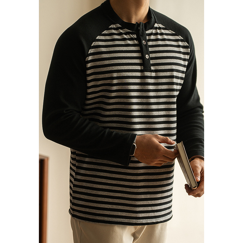 Henley Top — Long-Sleeve Stripe — Detail view 2