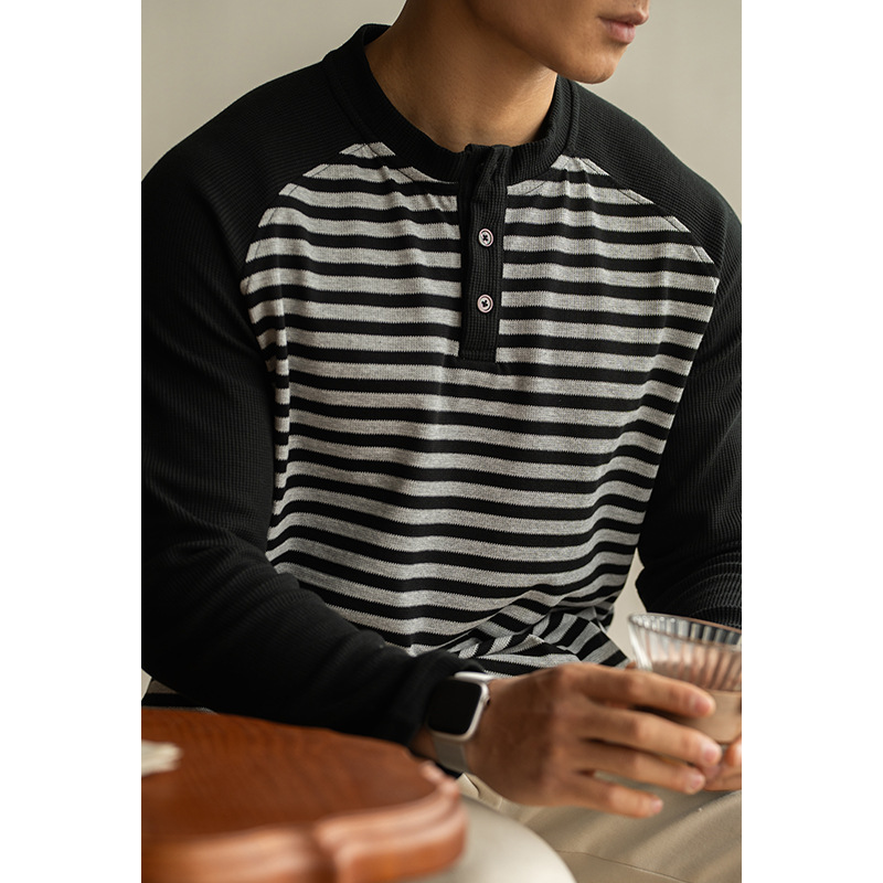 Henley Top — Long-Sleeve Stripe — Detail view 3