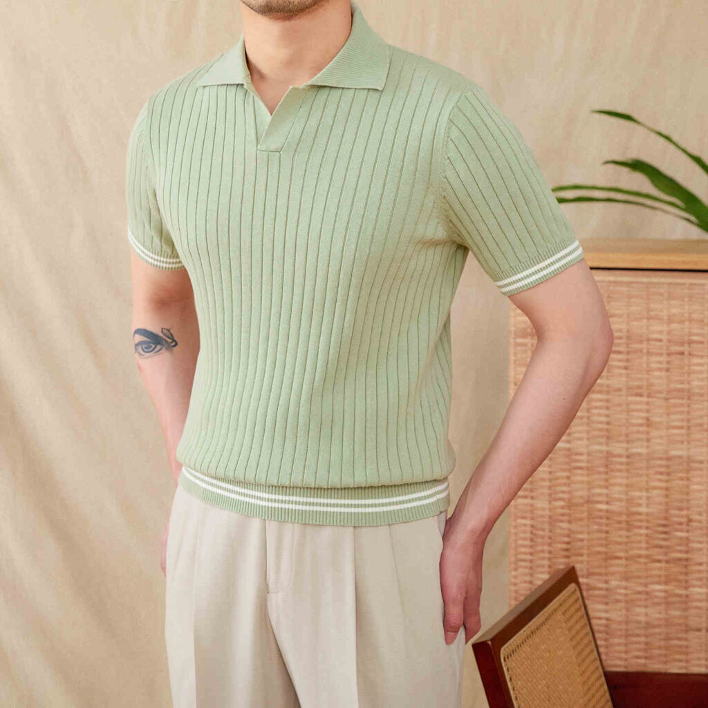 Polo Shirt — Vertical Rib Texture — Product view